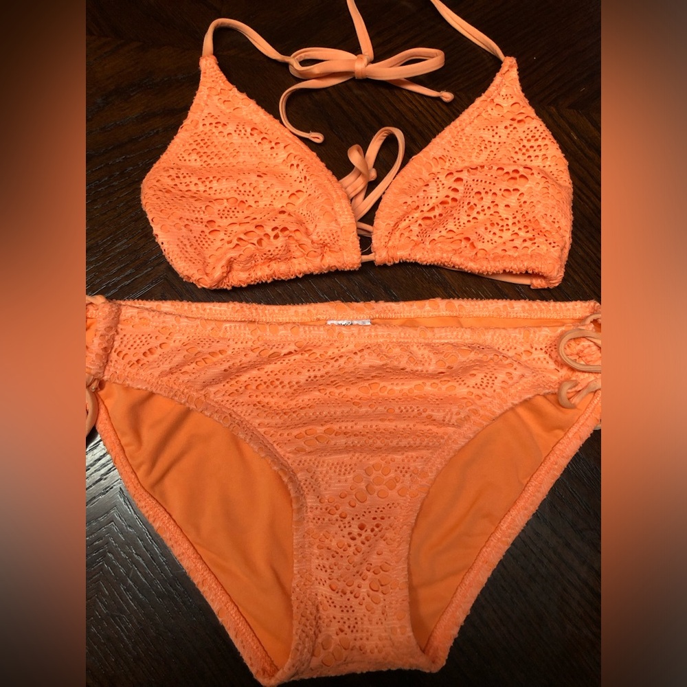 Orange Crochet Bikini Set